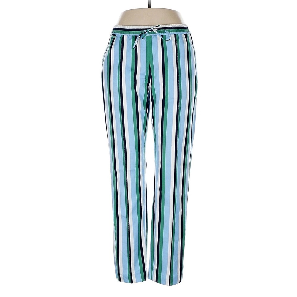 Argent Striped‎ Trouser Straight Leg Slim Fit Pants Green Blue White Size 2